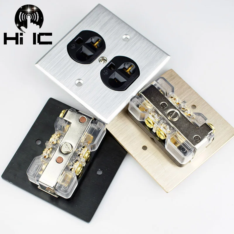 Разъем питания HIFI аудио двойной сети США 20A AC розетка красная медь панель розетки