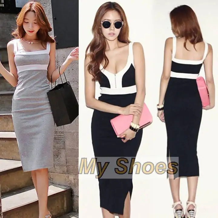 Top Sale Women Bodycon Dress Elegant Two Way to Wear Stretch Sleeveless Slim V-neck Evening Party Vestidos SV008022 | Женская одежда