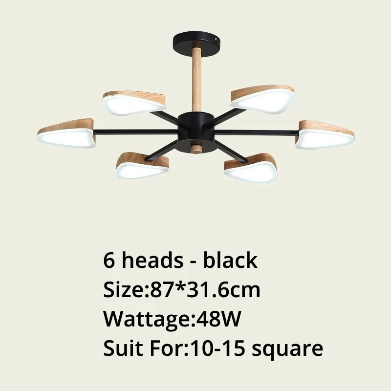 6 heads black 48w Новые люстры, Светильники для спальни, гостиной, кабинета, дома, лампа 3, 6, 8 головок, Lamparas De Techo, домашний декор - Цвет абажура: 6 heads black 48w