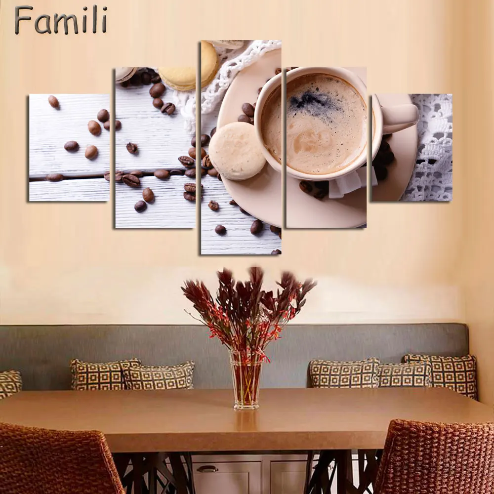 5 шт. настенные картины на холсте кофе без рамки|picture for living room|wall picturespainting poster |