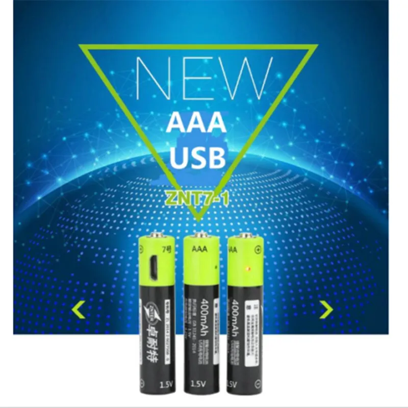 Литий полимерная аккумуляторная батарея ZNTER 1 5 В AAA 400 мАч 4 шт./лот|rechargeable battery|znter