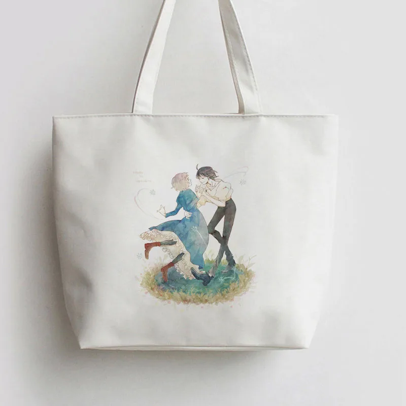 Движущийся замок аниме Howl Миядзаки Хаяо Мультяшные холщовые сумки-тоуты