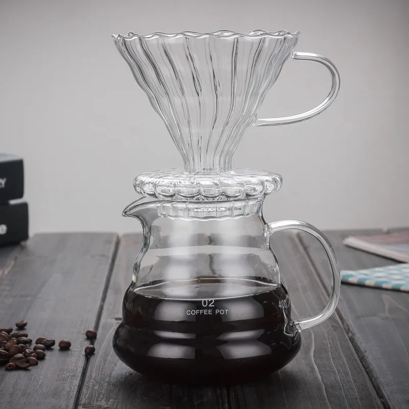 Многоразовый стеклянный фильтр для кофе V60 термостойкий капельный практичная