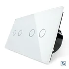 Livolo, Easy Life, 4-бандовый сенсорный экран с дистанционным управлением, роскошная панель из закаленного стекла, настенный светильник для дома, переключатель, OS-02R02R-1