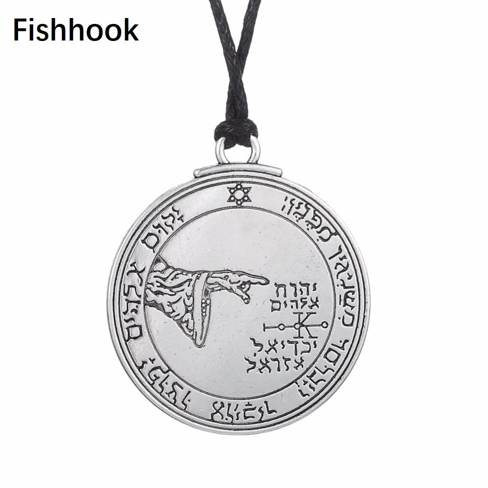 Fishhook Античный Серебряный Цвет пентакль Луны талисман ключ Соломона черный шнур