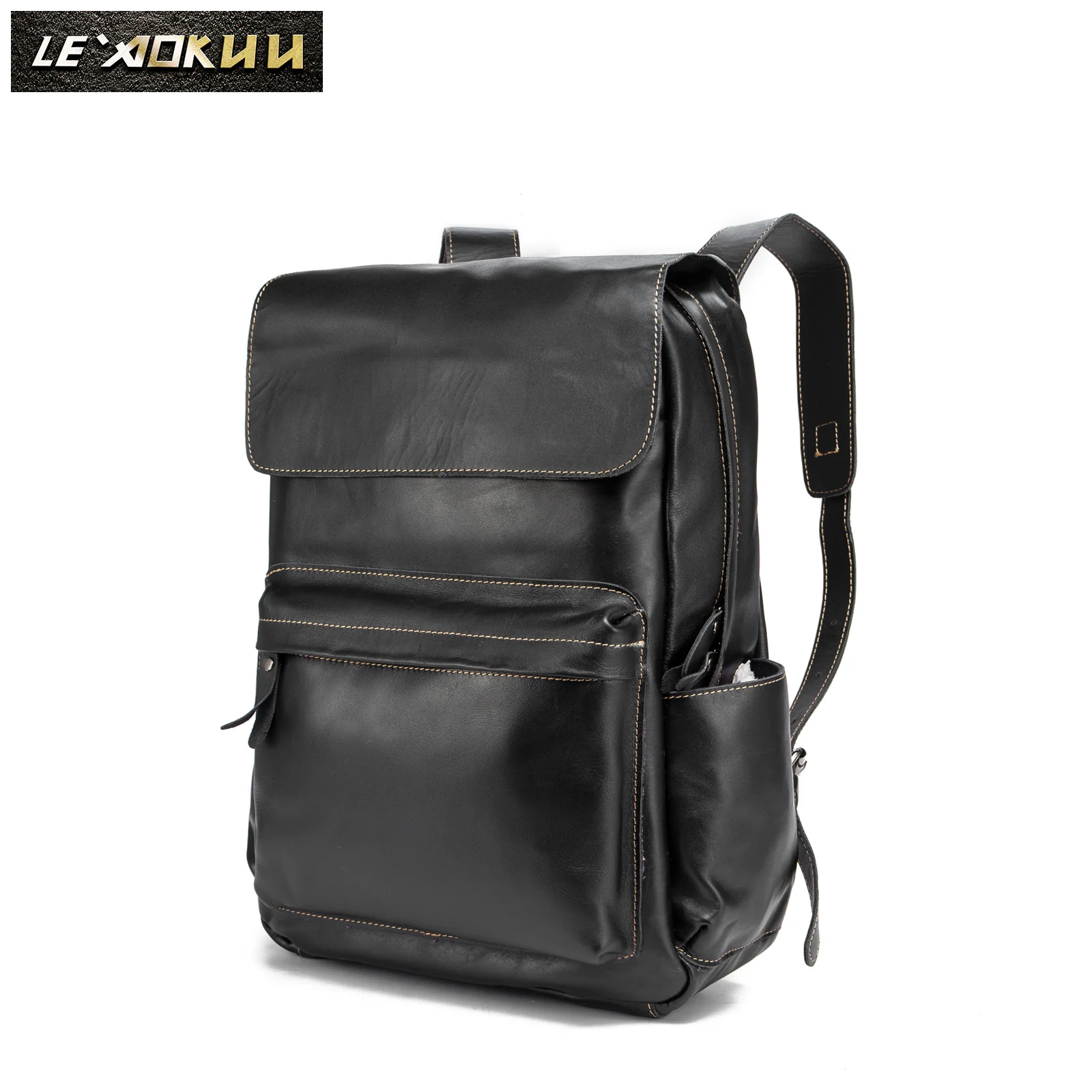 Original Genuine leather Design University Student School Book Bag Male Fashion Daypack Backpack Travel 15