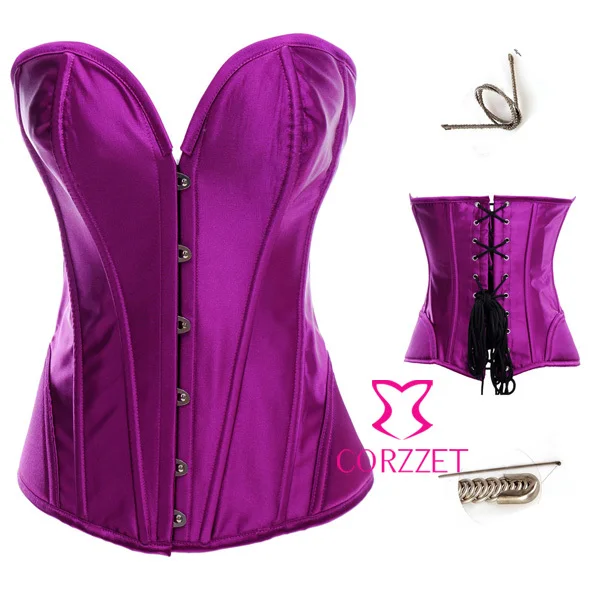Новинка 2014 Корсеты женские фиолетовые Сатиновые Бюстье (S M L X XXL) Горячая