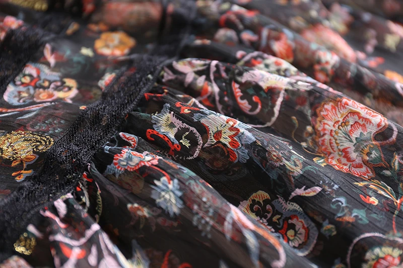 

MIUXIMAO 2019 Runway design Newest Spring & Summer Fashion O-Neck Elegant Flower casual Lace Long Dress Women vestidos