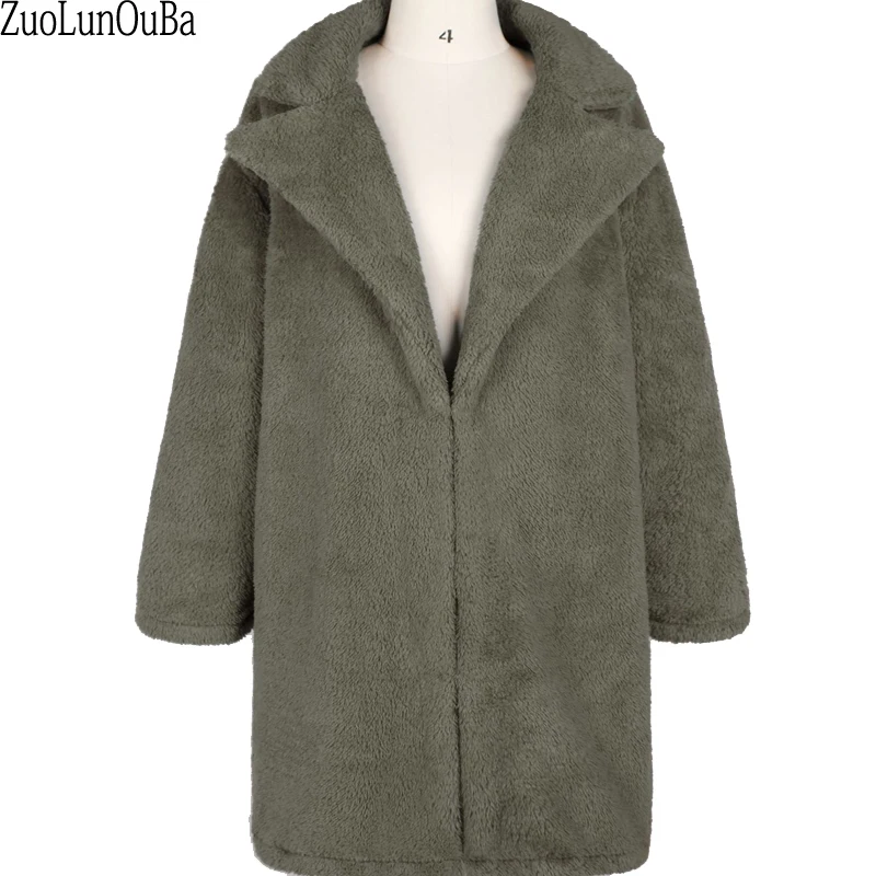 Осенне зимнее модное женское длинное пальто с отворотом и карманами длинным