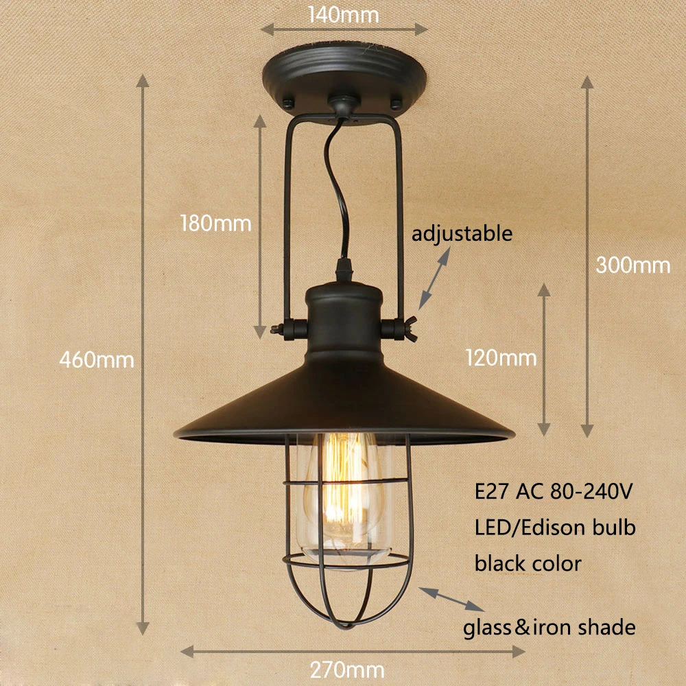 Лофт винтажный Регулируемый потолочный светильник led E27 AC 110V 220V потолочные