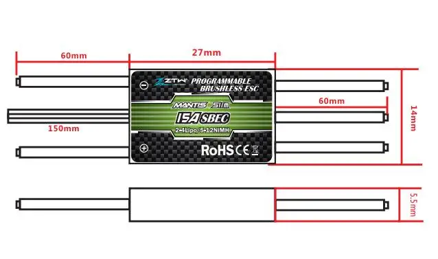 ZTW Mantis Slim 15A SBEC программируемый бесщеточный esc для Дронов FPV