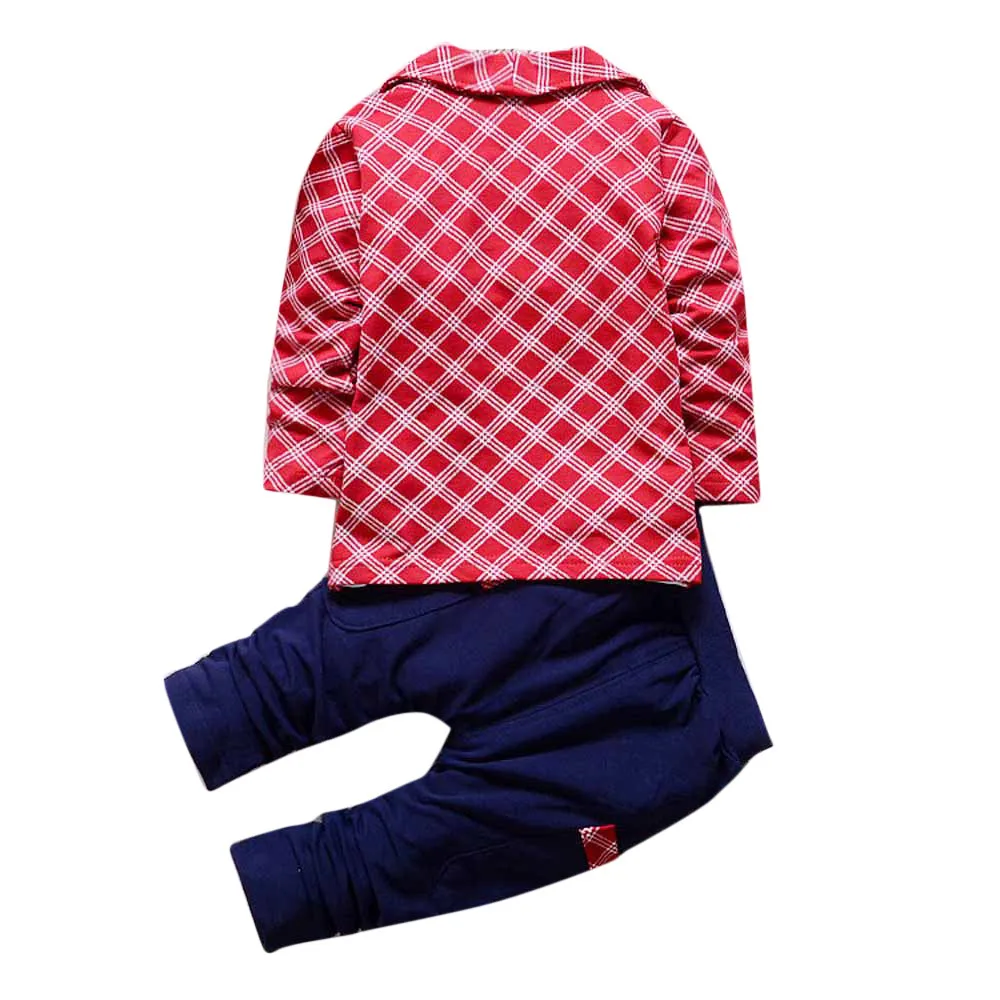 MUQGEW kids dresses for boys 2pcs Toddler Baby Boys Kids Shirt Tops+ Long Pants Clothes Outfits Gentleman Set baju anak#y2 |