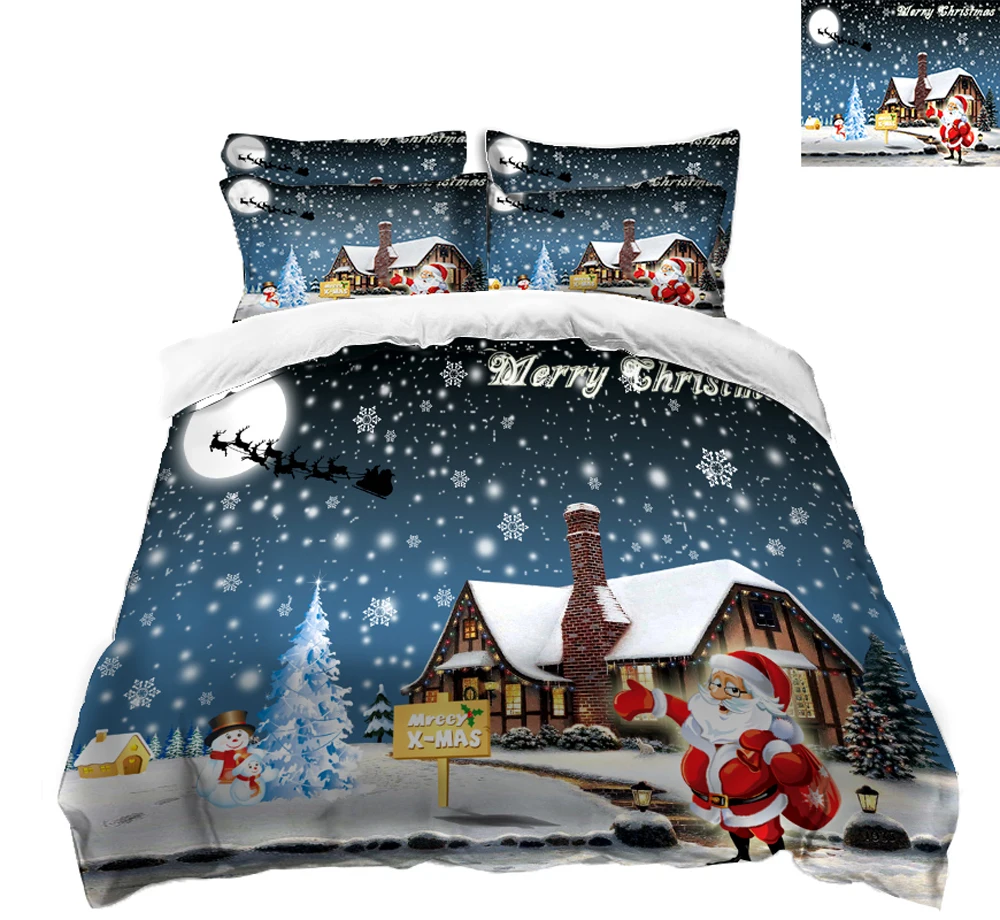 

bedding set full size 3D bedsheet Duvet Pillowcase bed cover Twin Queen Bed Linen Santa Claus Home decorate California king