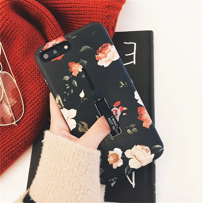 Для iPhone 6 6s 7 8 Plus X XS XR MAX роскошный цветок декор Мягкий силиконовый с кольцом для