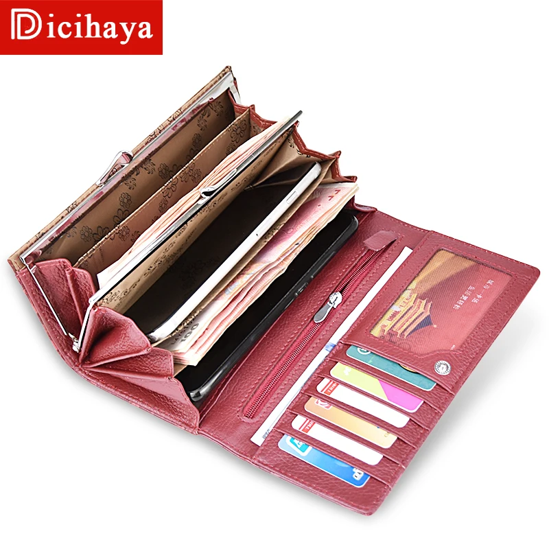 DICIHAYA, известный бренд, кошелек, женский кожаный Длинный кошелек, женские кошельки, женские клатчи, сумочка для монет, держатель для карт, портмоне