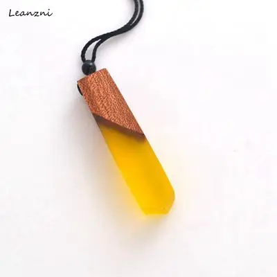 ES17081443 Leanzni модное ожерелье ручной работы из дерева и смолы, морские Синие Ювелирные изделия, плетеная веревка, подарок - Окраска металла: ES17081443