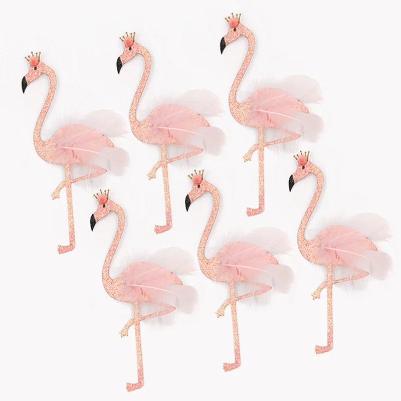 Блестящий розовый Алоха Фламинго партия торт Топпер Тонкое Перо|Товары для