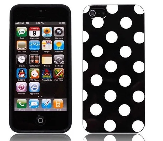 polka dots case for iphone5 cute wave point Hard iphone 5 Wholesale Free DHL 1000 pcs/lot|case multi hard disk|case cdcase import |