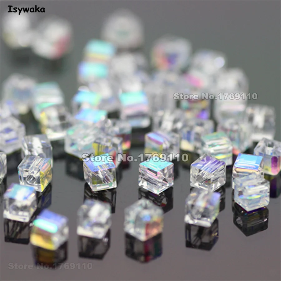 

Isywaka 980pcs Cube 3mm White AB Color Square Austria Crystal Beads Charm Glass Beads Loose Spacer Bead DIY Jewelry Making
