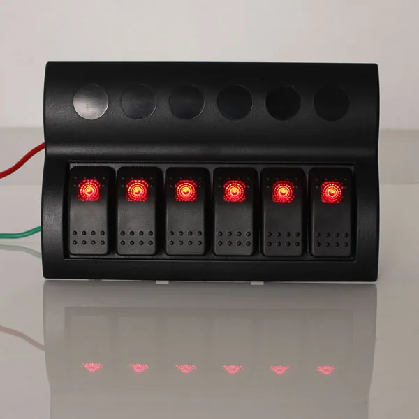 6 Банды водонепроницаемый Красный СВЕТОДИОД 12 В 24 Rocker Switch Панель + Выключатель