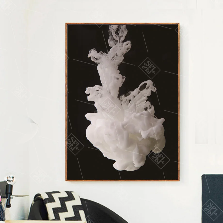 SPLSPL Canvas A4 Art Print Posters Smoke Geometric Diamond Painting Abstract Black and White Wall Pictures For Living Room Decor | Дом и сад
