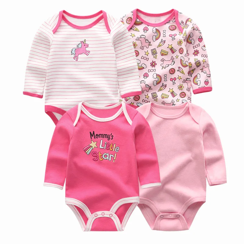 baby girl bodysuit20 4 шт./партия, зимний детский комбинезон с длинными рукавами, детский комбинезон хлопок, одежда для маленьких мальчиков и девочек - Цвет: baby girl bodysuit20