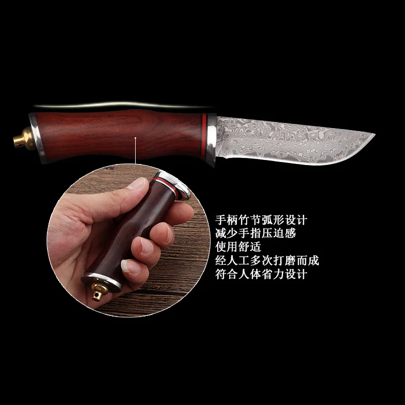 Handmade forged Damascus steel hunting knife 58 HRC Camping ebony handle Survival essential self-defense Favorites | Инструменты