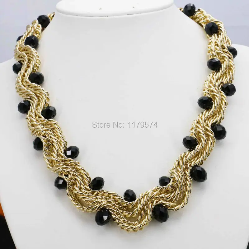 Набор украшений из ожерелья и сережек с хрустальными бусинами цепочкой