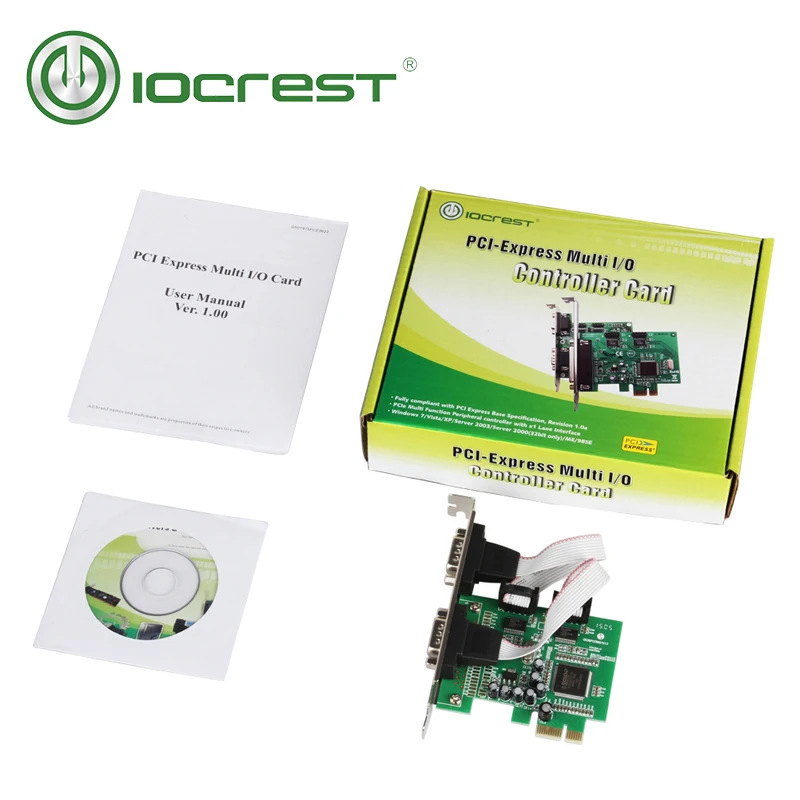 IOCREST мощьip MCS9922 чип PCI Express 2 порта мульти Последовательный rs232 db9 com карта PCI-e двойной порт I/O контроллер карты