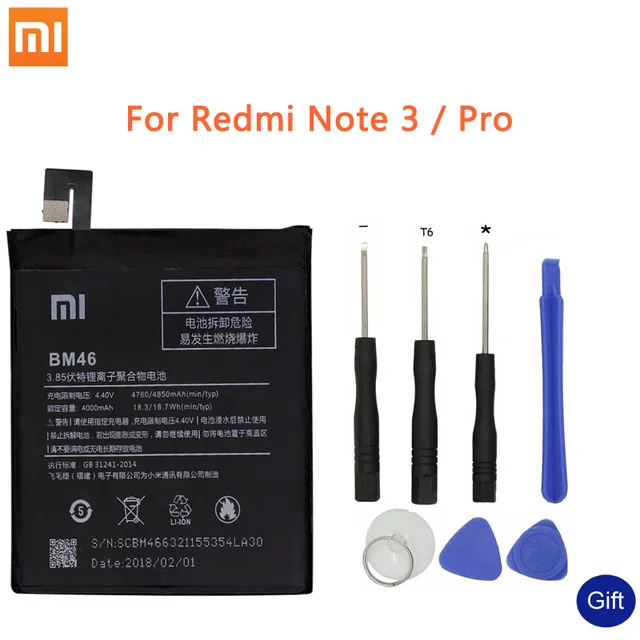 BM46 Для спортивной камеры Xiao mi BN43 телефон Батарея для Xiaomi Redmi Note 4 4X3 Pro 3S 3X 4X mi 5 BN41 BM22 BM46 BM47 замена батареи - Цвет: BM46