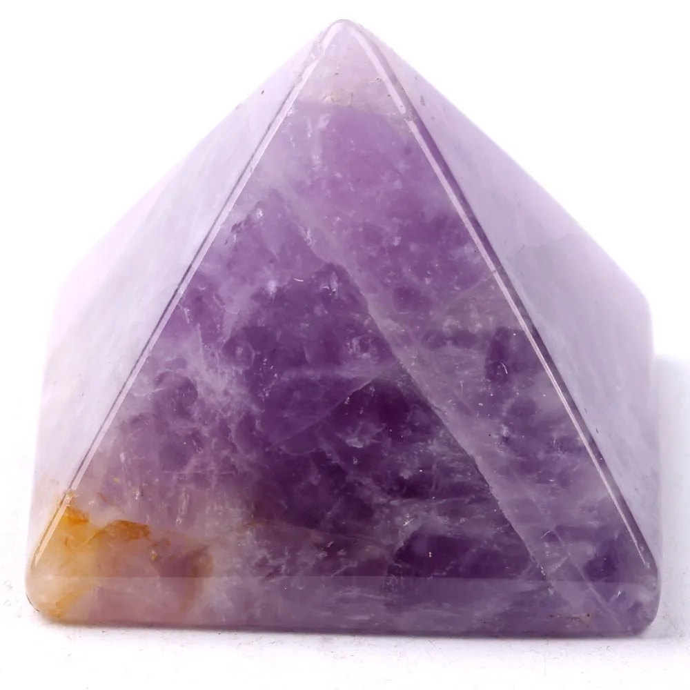 

Natural Tumbled Amethyst Semiprecious Stone Carved Pyramidal Crystal Healing Crafts HRT060