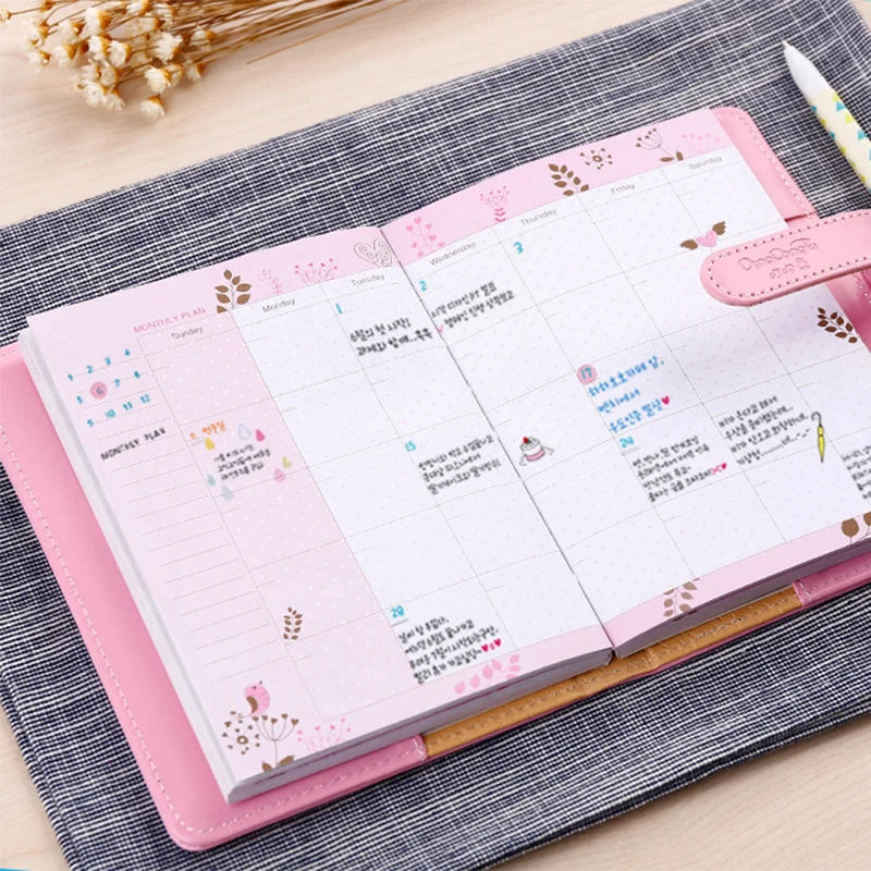 Кожаный блокнот школьный толстый 146 листов бумага милый ежедневник 36K цвет внутри