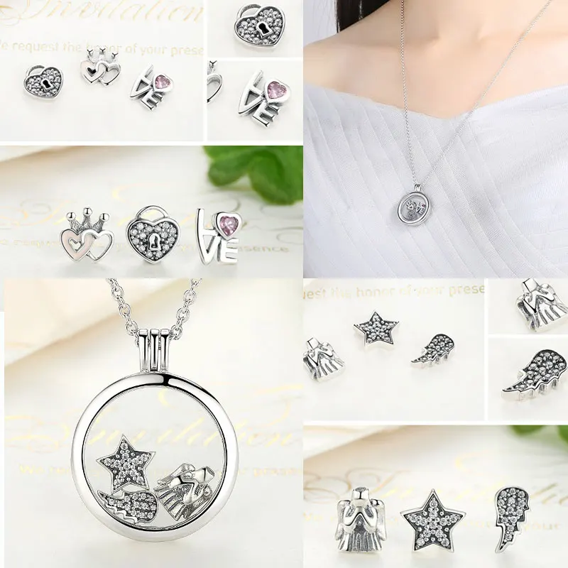 925 пробы серебро небесное, любовь и семья, навсегда сердца Petites fit Memory Box ожерелье стерлингового серебра ювелирные изделия аксессуары