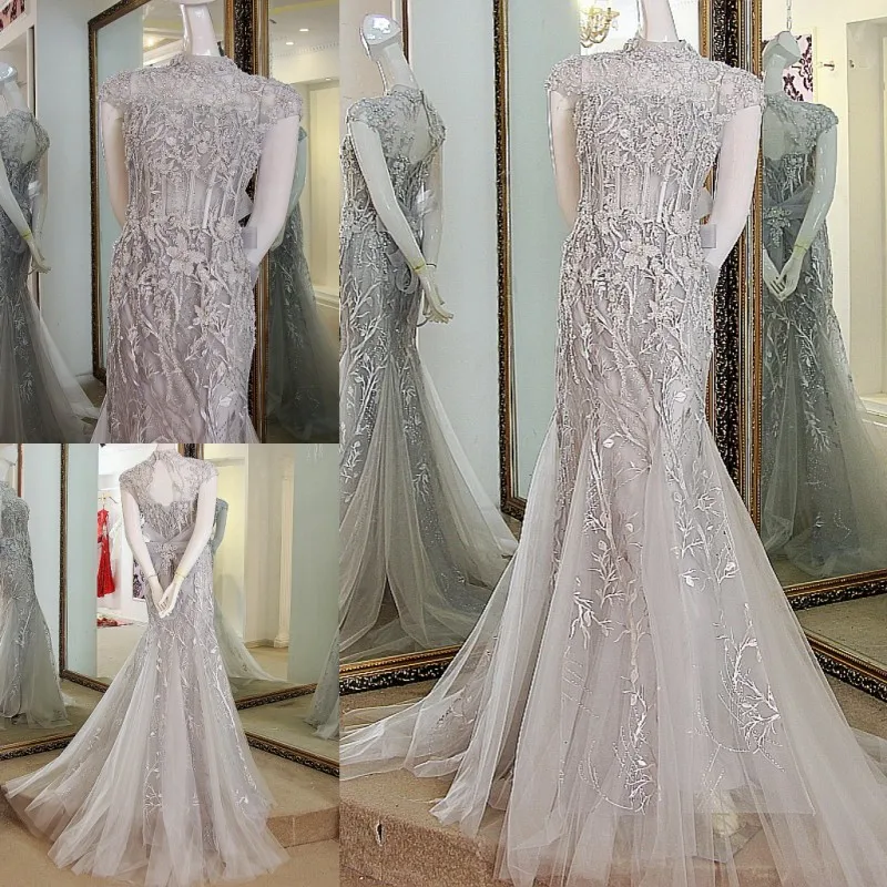 LS32998 Русалка платья вечерняя вечеринка кружева назад Крышка рукава Высокие