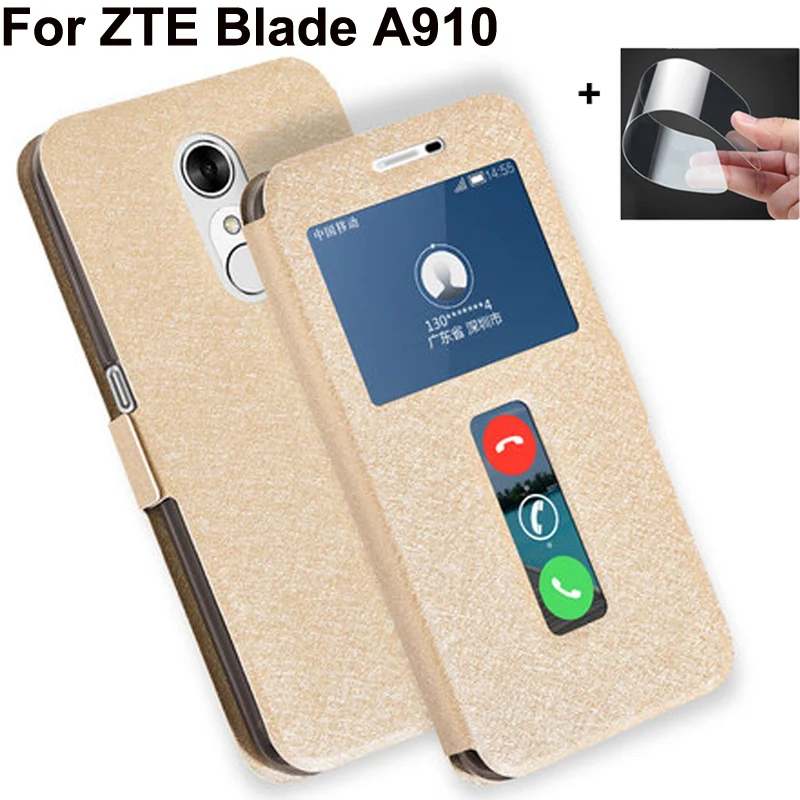 Кожаный чехол с открытым окошком для ZTE Blade A910 BA910, чехол BA 910, чехол для телефона s для ZTE A 910 Blade 5,5, чехол-книжка дюйма, задняя крышка