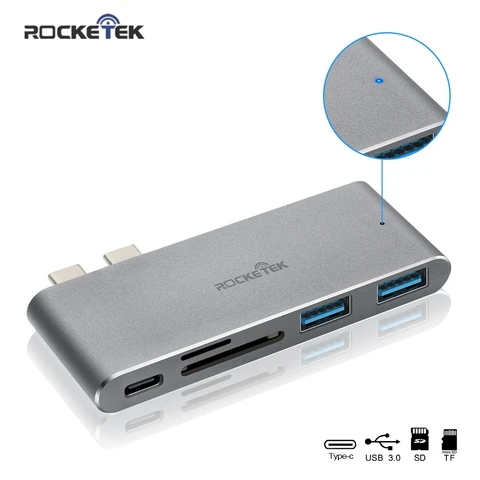 Usb-адаптер Rocketek с разъемом usb type c 3,0, разделитель интерфейса питания, устройство для чтения карт SD/TF, аксессуары для ноутбуков MacBook pro.