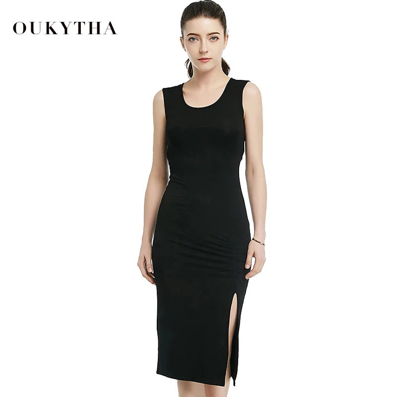 Oukytha 2017 лето осень Сексуальная рукавов Slim Fit Повседневное круглым вырезом пят