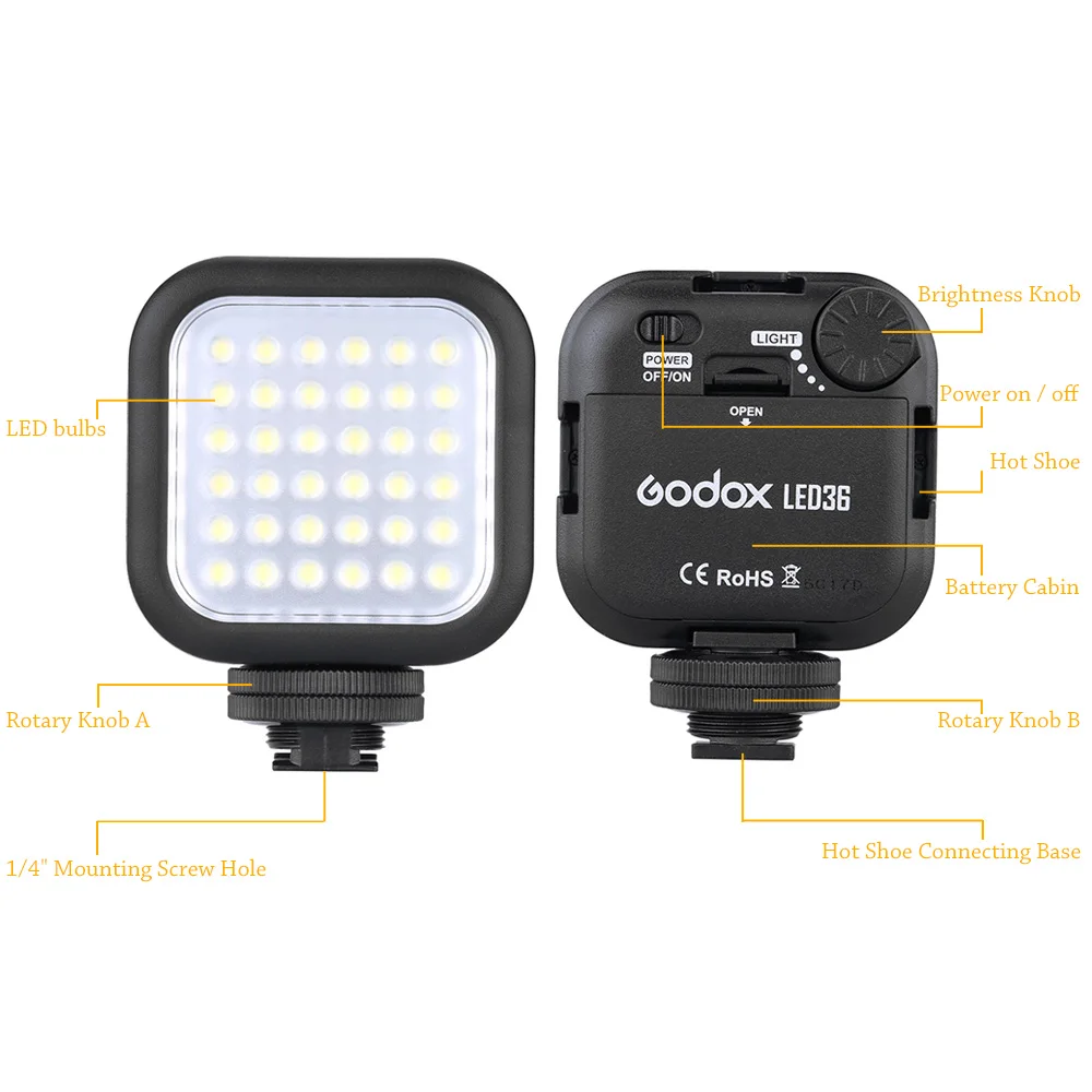 Оригинальная Светодиодная лампа Godox 36 светодиодов для видеосъемки X5 освещение