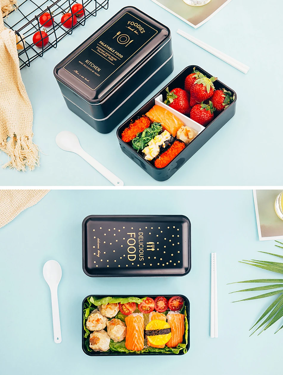 MICCK 1200 мл Microwavable Ланч-бокс двухслойная Bento коробка с Посуда Герметичный пищевой контейнер ланчбокс для школы офиса