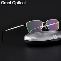 gmei optical ultralight 100 pure titanium half rim glasses frame for business men myopia reading prescription spectacles lr8961