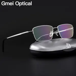 Gmei оптический Сверхлегкий 100% чистый титан полуободок очки оправа для деловых мужчин близорукость чтения рецепт LR8961
