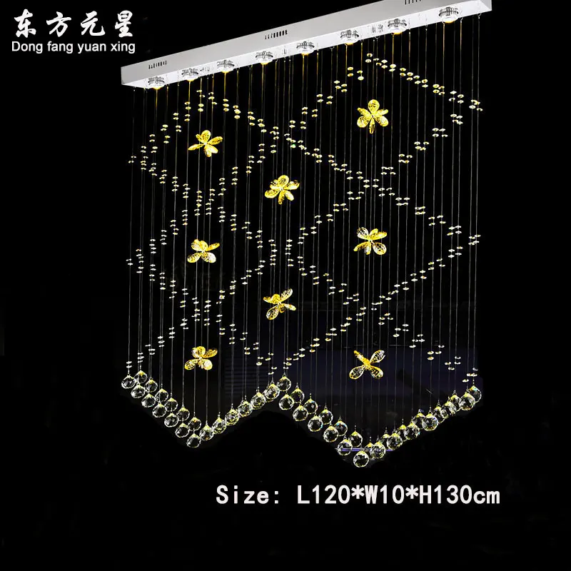 Хрустальная Подвесная лампа светодиодная длинная прямоугольная штора экран