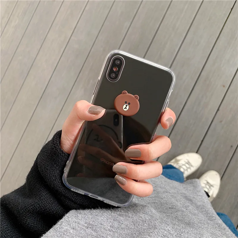 super cute individuality cartoon bear and rabbit Transparent phone case for iphone 6 7 8 Plus X XR XS MAX |