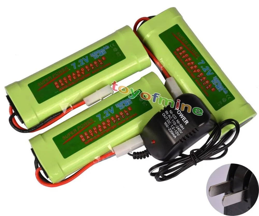 

3x 7.2V 3800mAh Ni-MH Rechargeable Battery cell Pack+Charger Plug Solar Panel