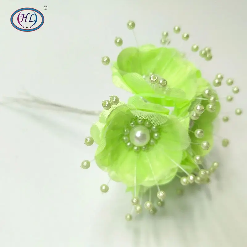 green HL 6 шт./лот с бусинами искусственный цветок свадебное оформление букета брендовые цветы DIY ремесла - Цвет: green