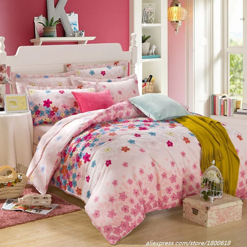 2015 New Small Beautiful Flowers Duvet Cover 100% Cotton Bedding Sets Wedding Bed Sheet Comfort Hot Selling Home Textiles | Дом и сад
