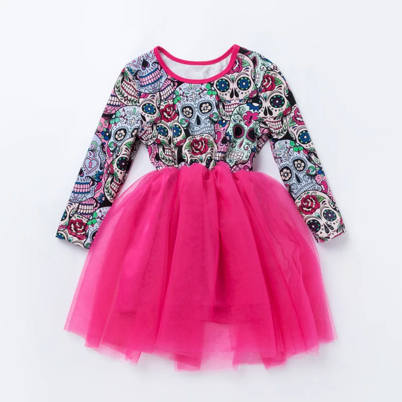 Детское платье для косплея костюм на Хэллоуин вечерние бальное с черепом одежда