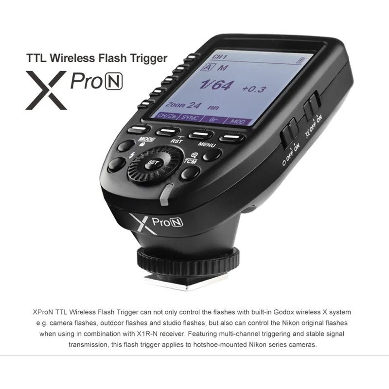 Godox i-TTL II 2 4G Беспроводная система X высокоскоростной с большим ЖК-экраном