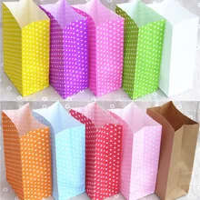 Бумажный мешок мини стоячий красочный горошек сумки 18x9x6 см, подарочная упаковка с открытым верхом, бумажный подарочный пакет