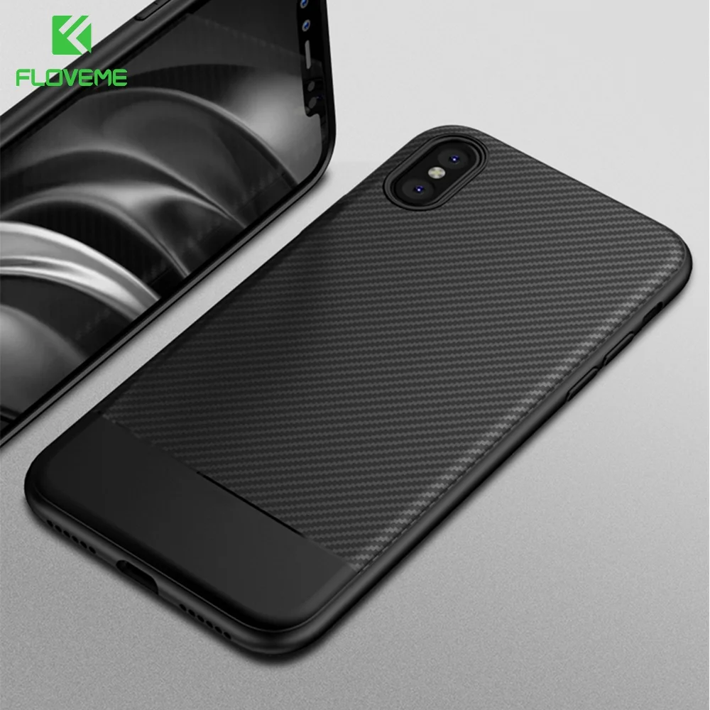 Чехол FLOVEME для телефона в деловом стиле iPhone X 8 7 6s 6 мягкие чехлы из углеродного